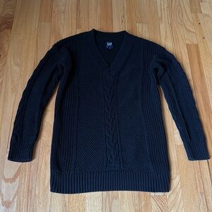 Gap Black Vneck Cableknit Sweater Tunic